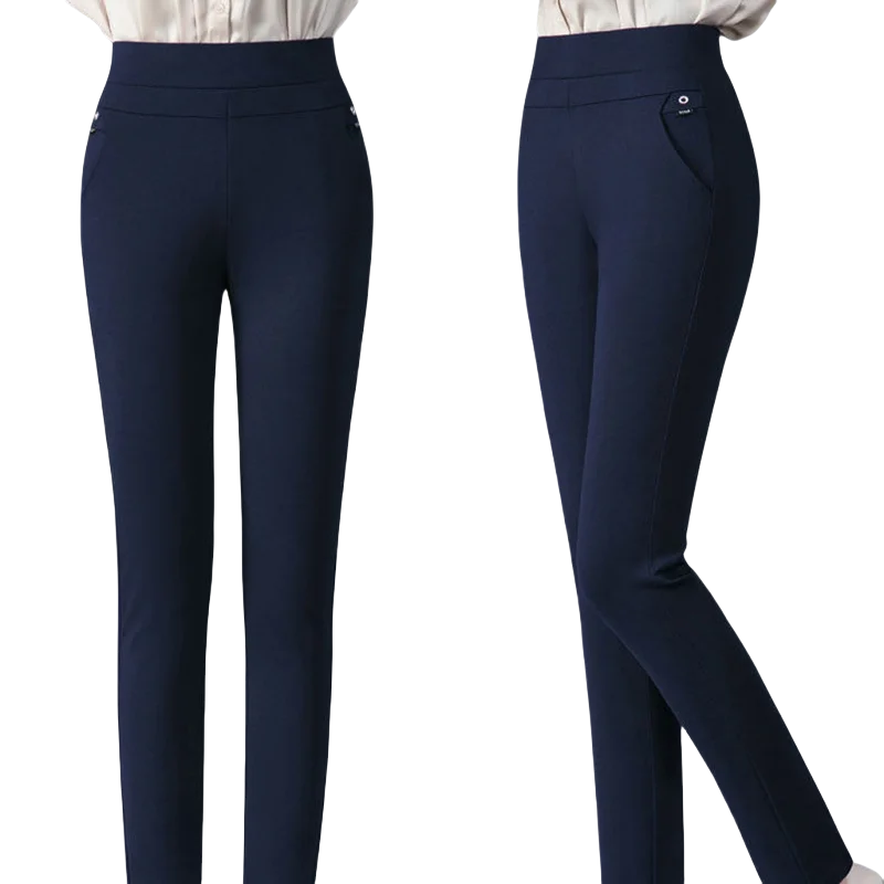 Pantalones de talla grande para mujer, ropa básica de lana para oficina, pantalones pitillo térmicos gruesos y finos, Otoño e Invierno 2024