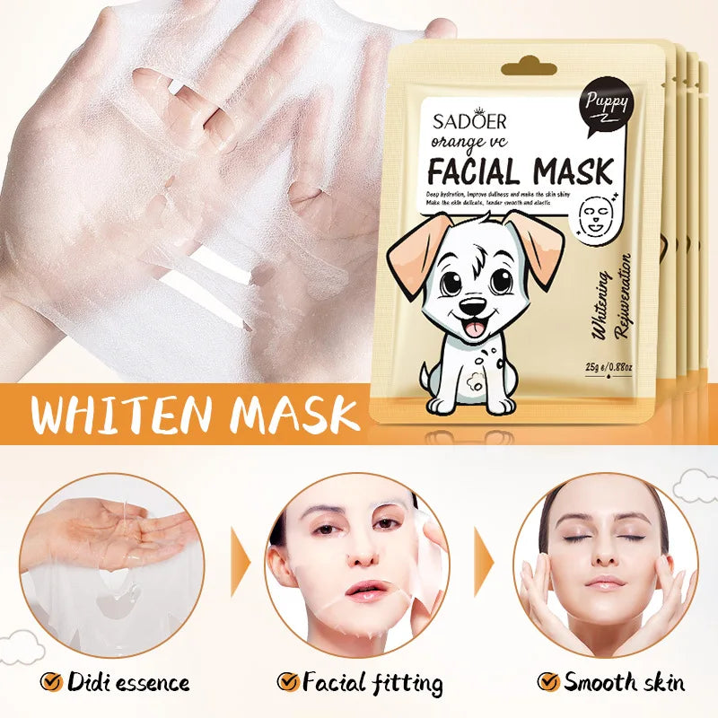 5 uds SADOER dibujos animados frutas frescas máscaras faciales hidratante calmante iluminador mascarilla Facial hidratante para el cuidado de la piel Facial
