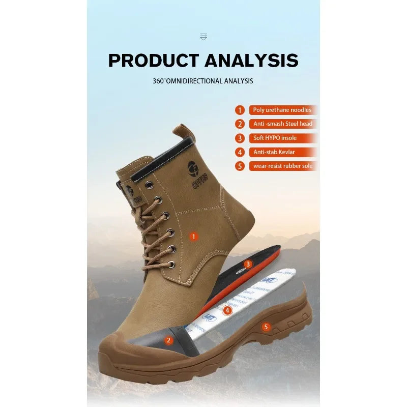 Botas de trabajo de microfibra de alta gama para hombre con puntera de acero para antigolpes y antipinchazos, antipinchazos de Kevlar