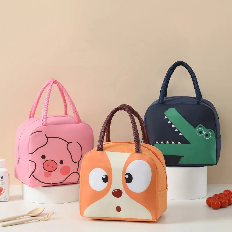Bolsas de almuerzo térmicas de animales de dibujos animados para niños con envío gratis, bolsas aislantes de almacenamiento para niños y niñas, fiambrera Banto