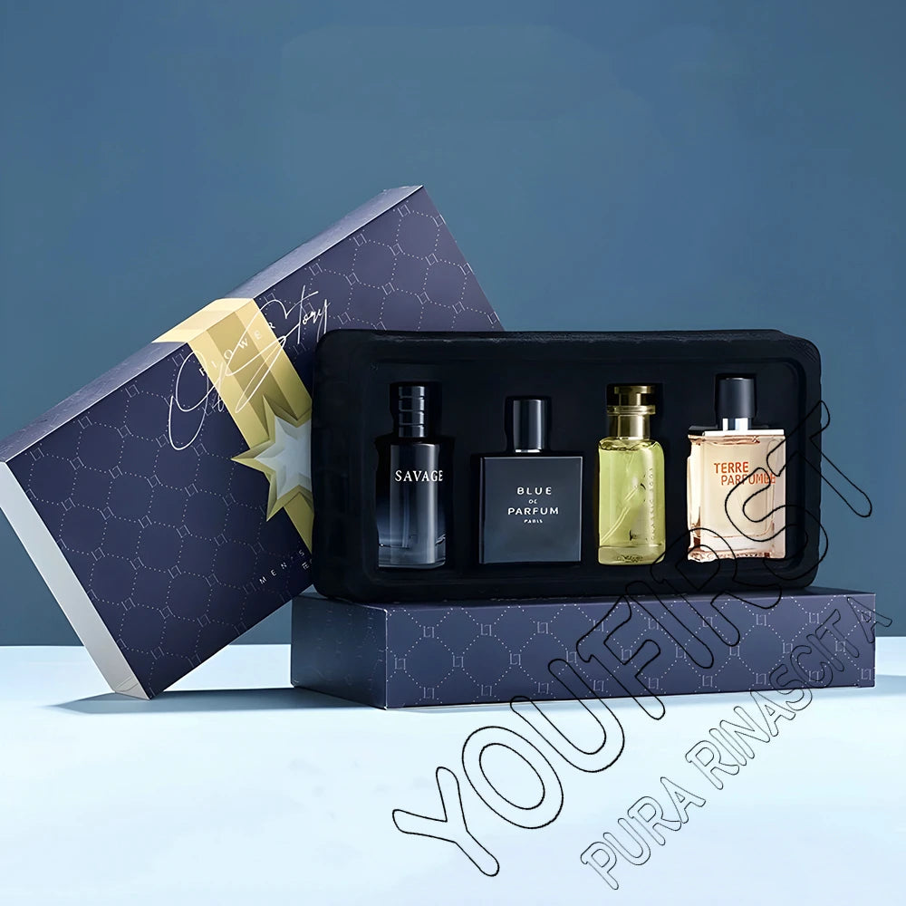 Perfume de marca de lujo para hombre, Colonia, 100ml, caja de regalo para hombre, conjunto de 4 Uds., Perfumes masculinos, Spray aromático afrutado Floral Natural