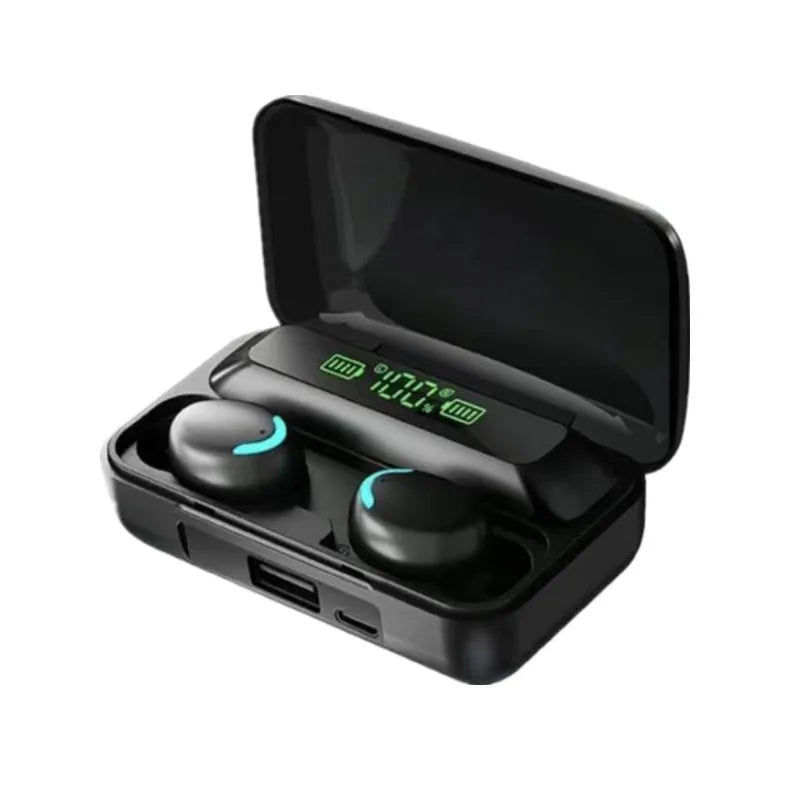 Audífonos Bluetooth F9, Sonido Estéreo 9D con Bajos Profundos, Audífonos Deportivos Manos Libres con Control Táctil, Audífonos Inalámbricos TWS, Resistentes al Agua