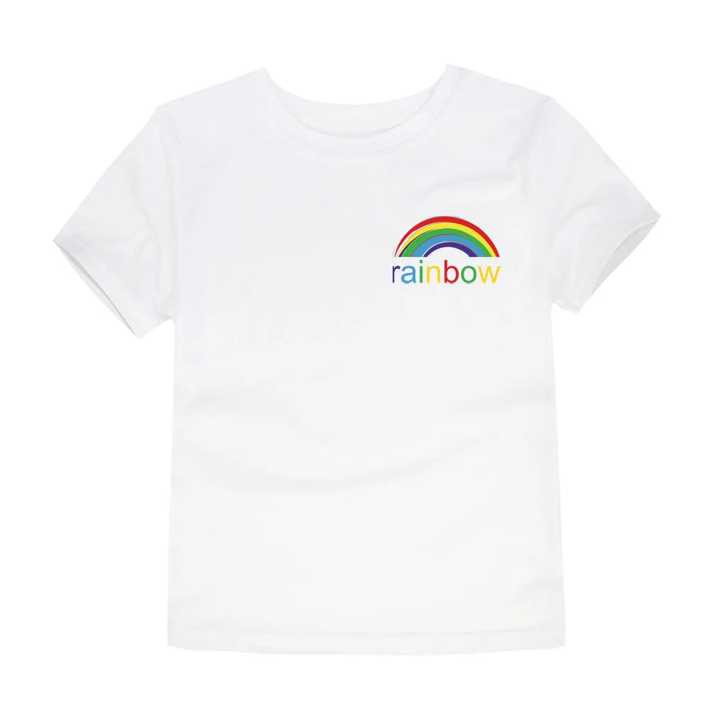 Camisetas con dibujos de arcoíris para niñas, ropa 2024 de algodón para verano, 2 a 3, 4, 5, 6, 7, 8, 9, 10, 11, 12, 13, 14 años, 100%