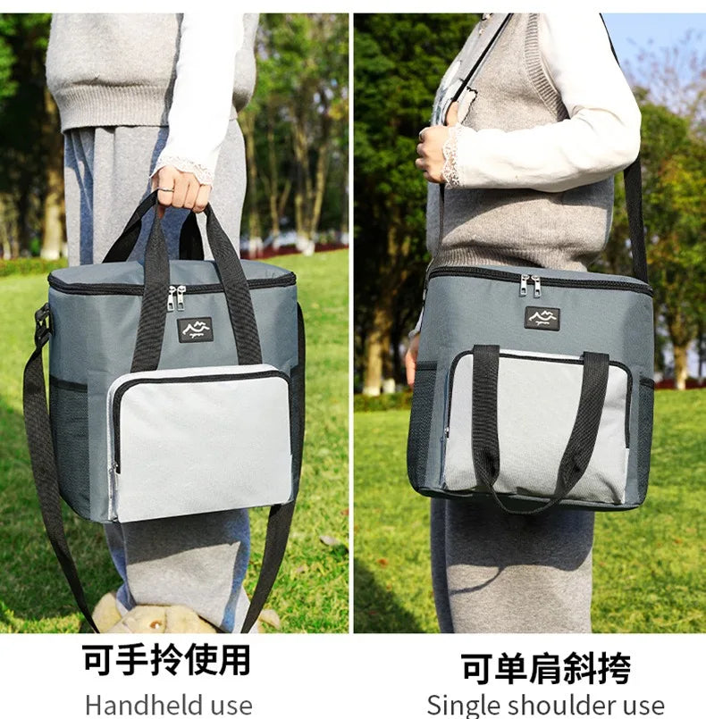Color a juego de moda, bolsa de almuerzo cuadrada simple, bolsa de hielo portátil para acampar, trabajadores de oficina de gran capacidad, bolsa de comida