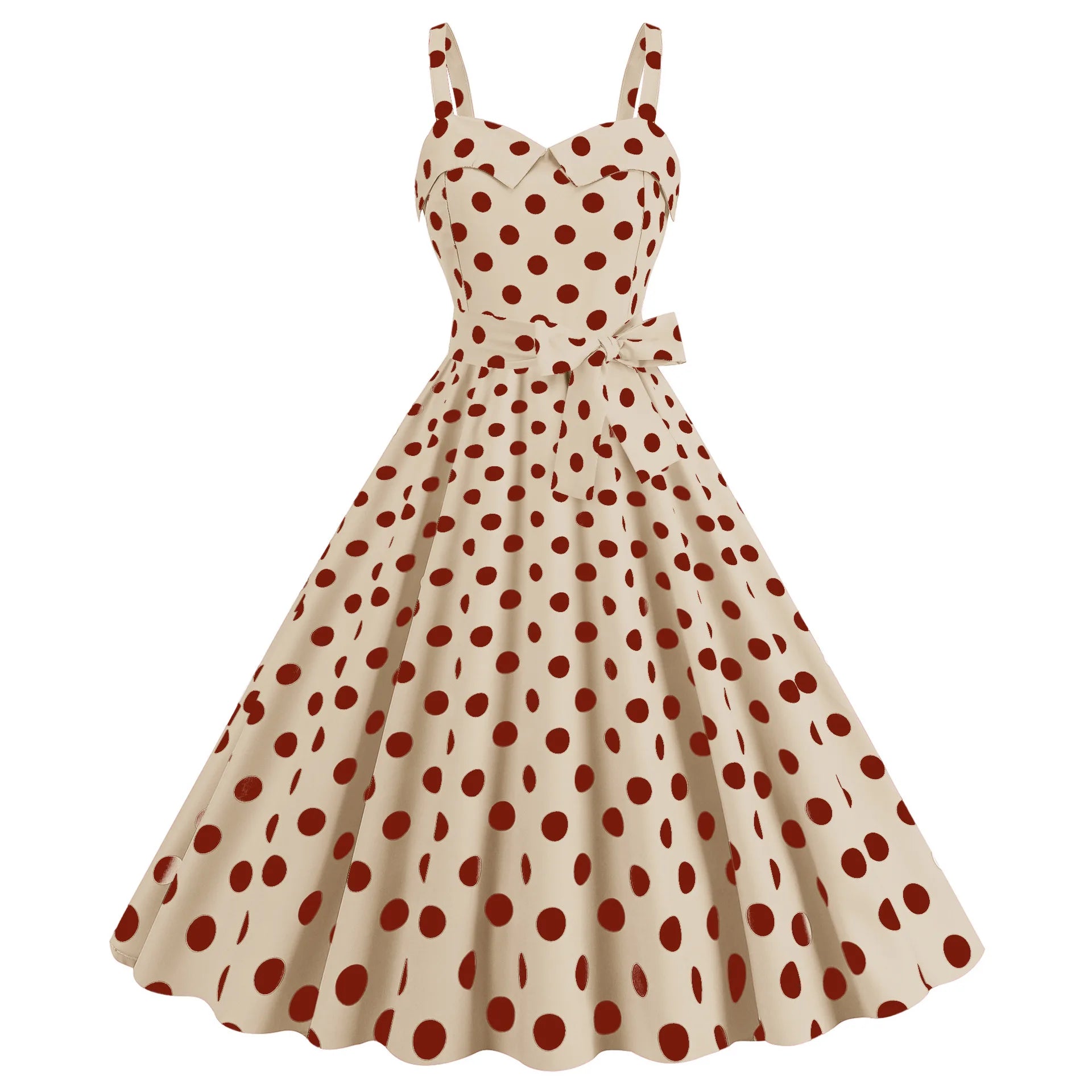 Elegante Vestido de Mujer con Estampado de Puntos, Estilo Hepburn de los Años 50 y 60, Vestido Vintage Sexy con Cuello Halter, Estilo Rockabilly Retro para Fiesta u Oficina, Vestido Pinup 2026
