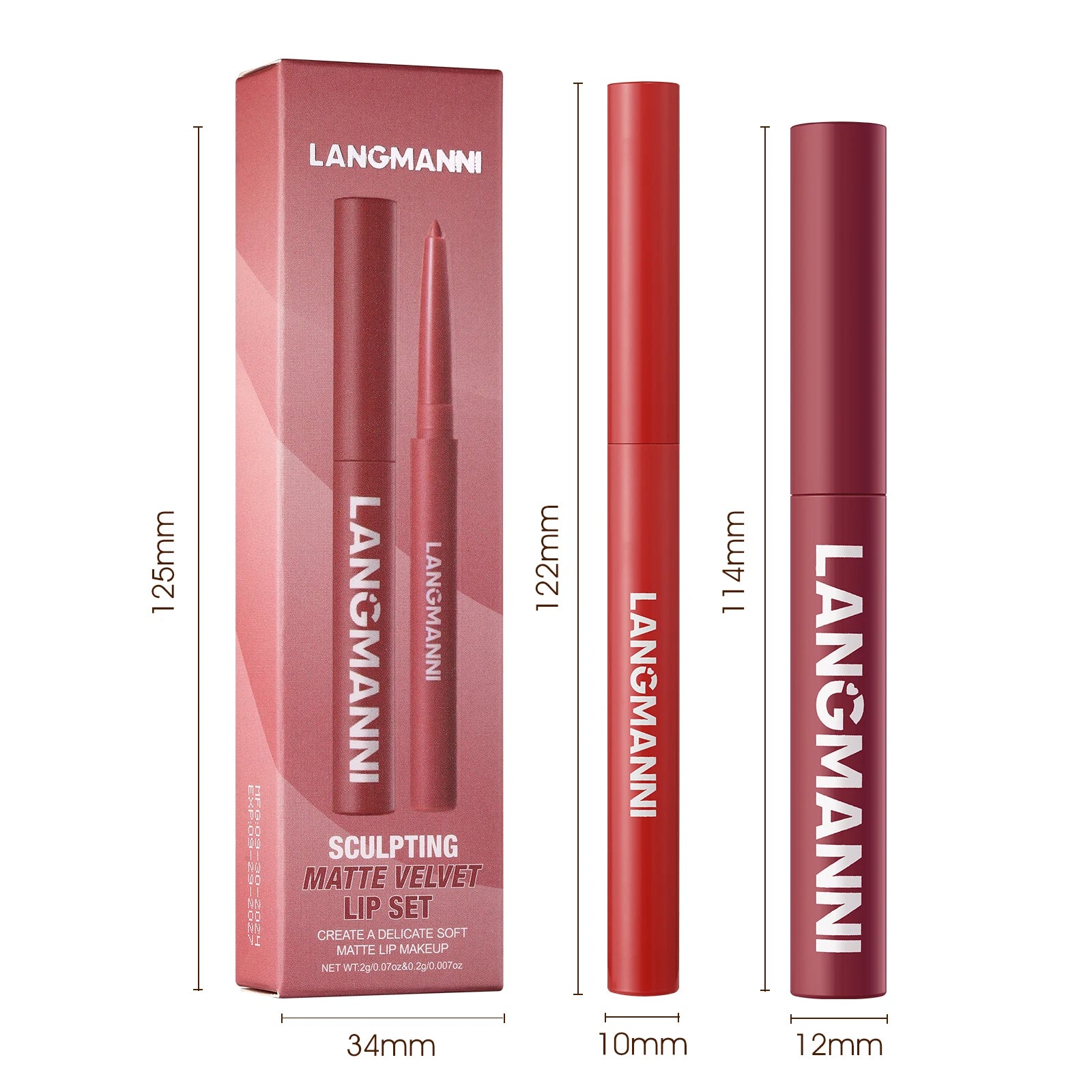 Delineador de labios impermeable integrado + juego de lápiz labial, sin manchas, sin desvanecimiento, sin taza, duradero, fácil de crear un maquillaje perfecto.