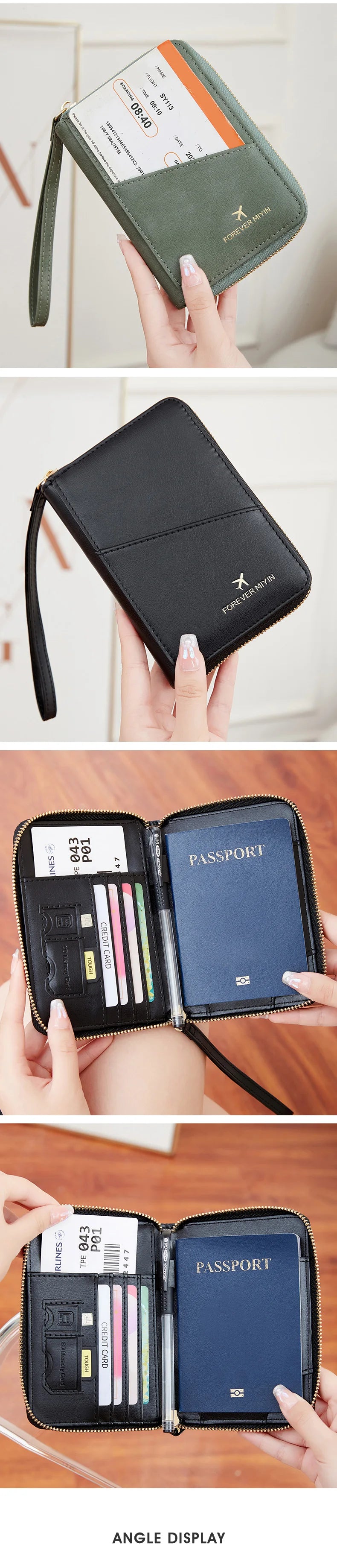 Nueva bolsa de pasaporte retro para hombres y mujeres, funda de pasaporte de moda RFID, accesorios de viaje con clip para pasaporte de cuero multifuncional