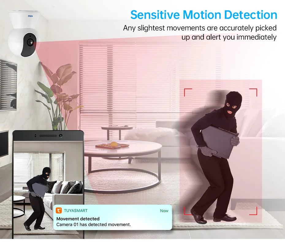 KERUI-minicámara IP inteligente Tuya de 5MP, videocámara inalámbrica para interiores, con WiFi, detección humana de IA, vigilancia CCTV, Monitor de bebé