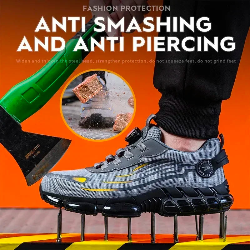 Nuevos zapatos de seguridad para el trabajo, talla 36-48 para mujeres y hombres, zapatillas de deporte con punta de acero para hombres, botas antideslizantes ligeras y transpirables impermeables, trabajo para hombres