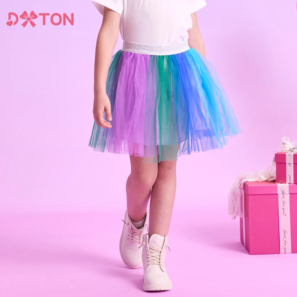 DXTON, falda tutú de baile para niñas, gasa colorida, empalme, Ropa de baile para niños, petiskirt de tul, minifalda para niños pequeños, ropa