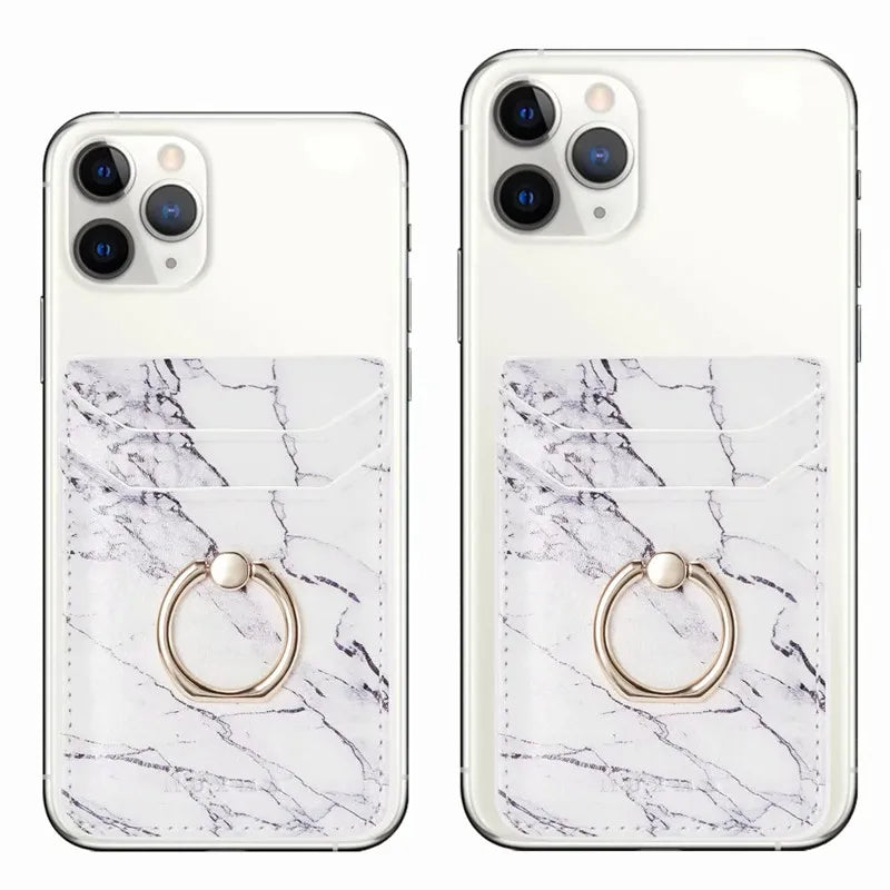 Tarjetero de cuero adhesivo 3M adhesivos tarjeta de identificación de crédito teléfono móvil bolsillo trasero funda tipo billetera pegatina soporte para teléfono Suporte Celular