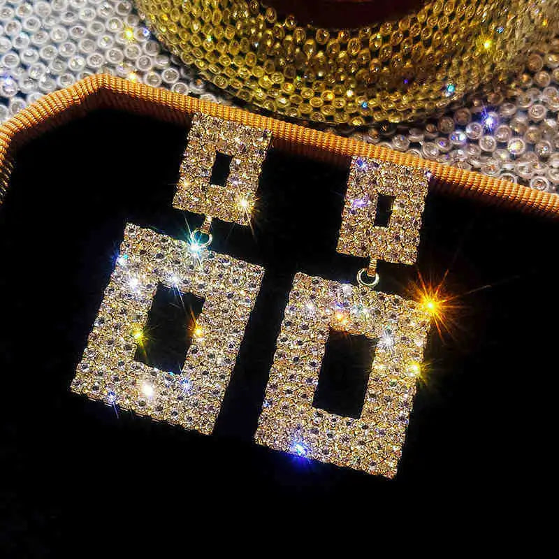 Pendientes cuadrados de cristal de moda coreana con aguja de plata 925 para mujer, joyería 2024, nuevos pendientes de circón de lujo para mujer, regalo