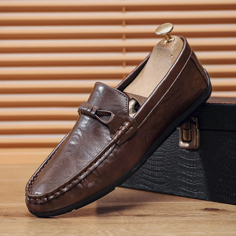 Mocasines de verano para hombre, zapatos de cuero de suela blanda para hombre, zapatos cómodos para conducir
