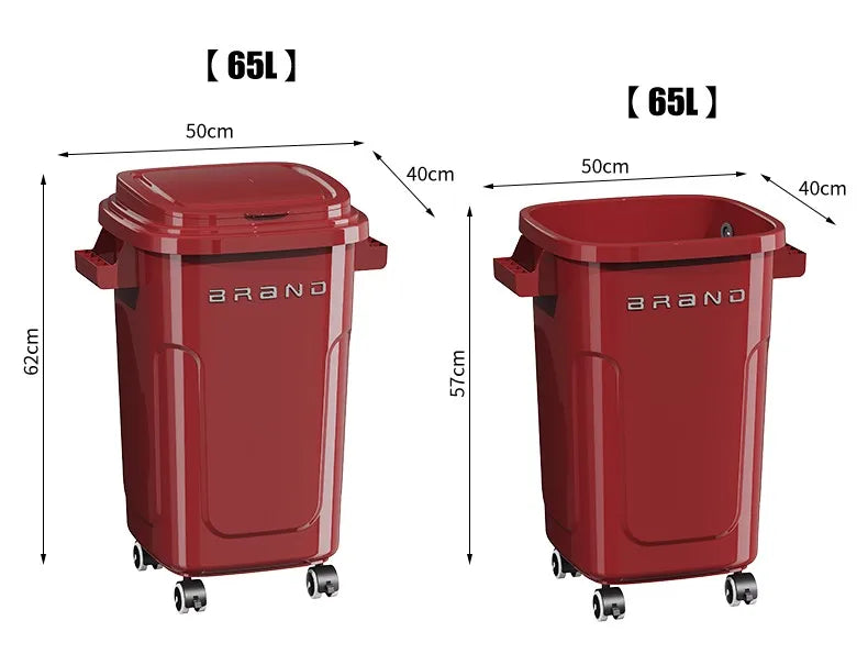 Contenedor de Basura de Cocina de Gran Capacidad con Ruedas y Tapa para Uso Doméstico y Comercial, Fácil de Mover, No Es Necesario Agacharse