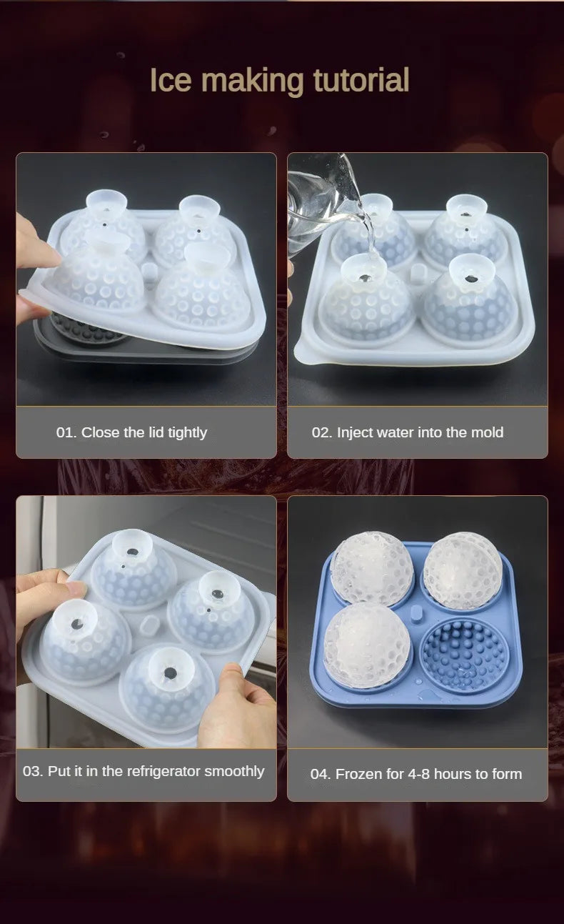 Bola de hielo de silicona para Golf, molde redondo para whisky, especial 4, rejilla de hielo para Golf, herramientas de cocina, molde de hielo reutilizable para whisky, moldes para hielo