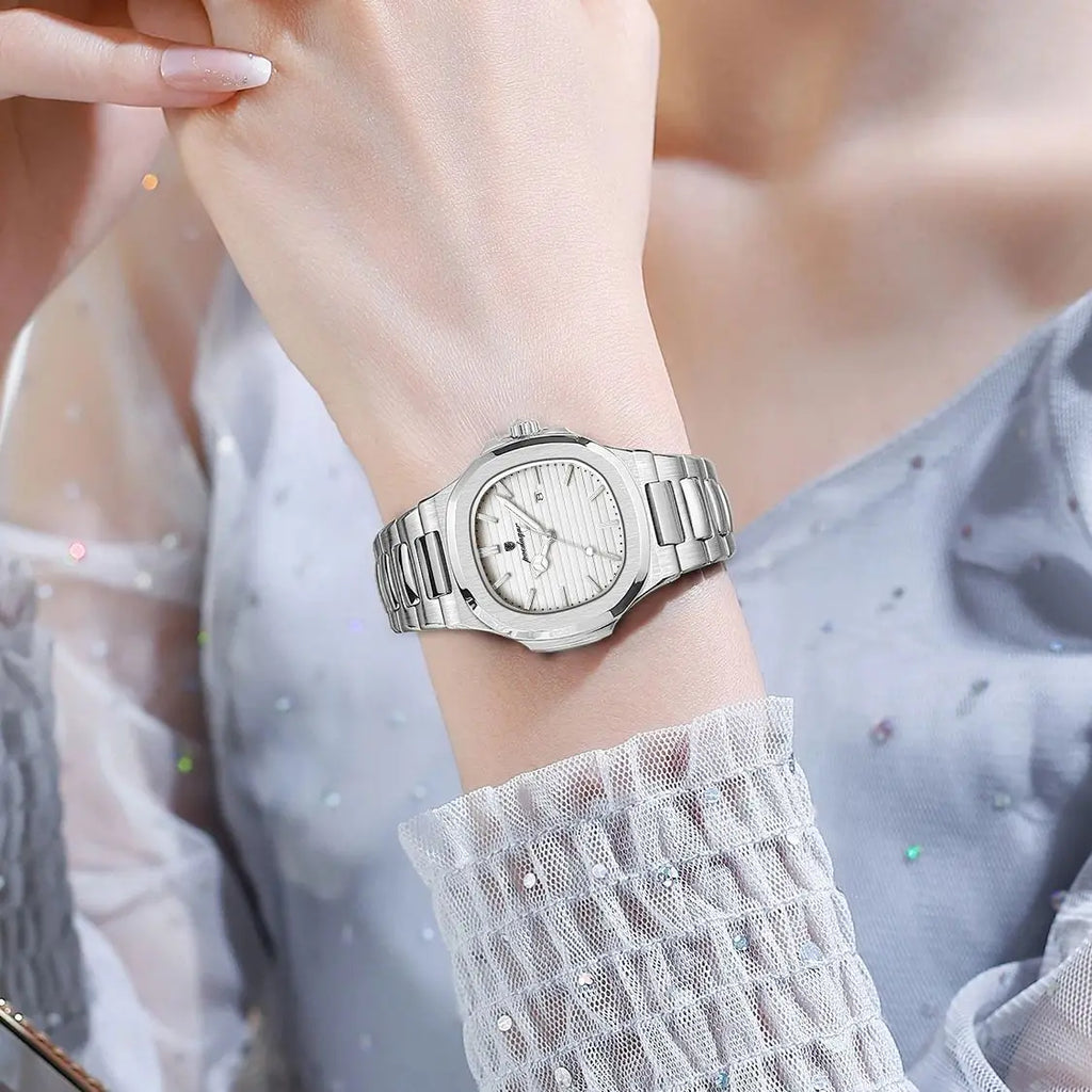 POEDAGAR, reloj de pulsera exquisito para mujer, resistente al agua, fecha luminosa, relojes de moda para mujer, reloj de cuarzo de acero inoxidable para mujer