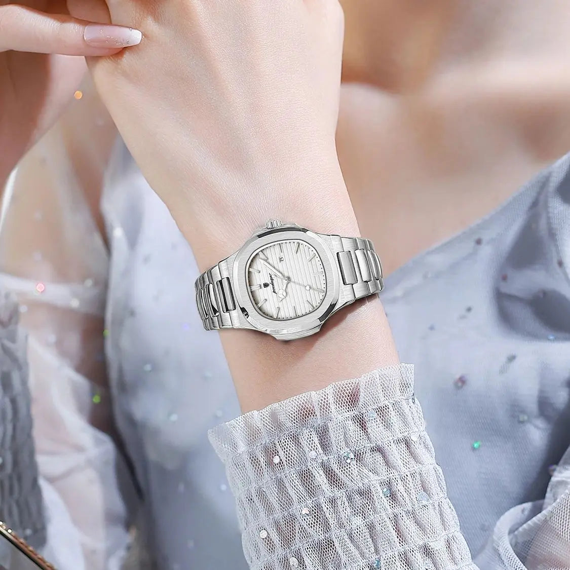 POEDAGAR, reloj de pulsera exquisito para mujer, resistente al agua, fecha luminosa, relojes de moda para mujer, reloj de cuarzo de acero inoxidable para mujer