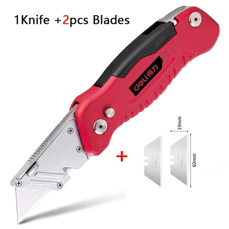 Deli Premium-cortador de caja plegable multifunción, cuchillo profesional de bolsillo de alta resistencia, hoja afilada SK2, papel tapiz couteau