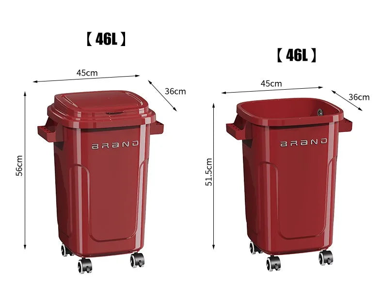 Contenedor de Basura de Cocina de Gran Capacidad con Ruedas y Tapa para Uso Doméstico y Comercial, Fácil de Mover, No Es Necesario Agacharse