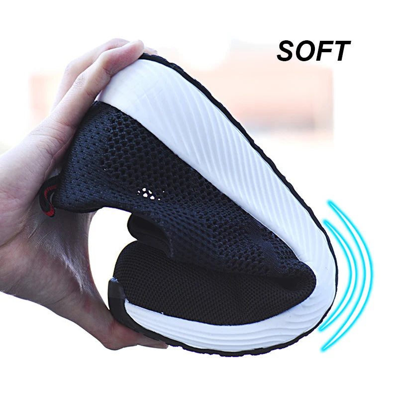 Zapatillas de trabajo ligeras de malla de verano, zapatos de seguridad protectores con punta de acero para el trabajo, zapatos de construcción transpirables para hombres y mujeres, botas de trabajo para hombres