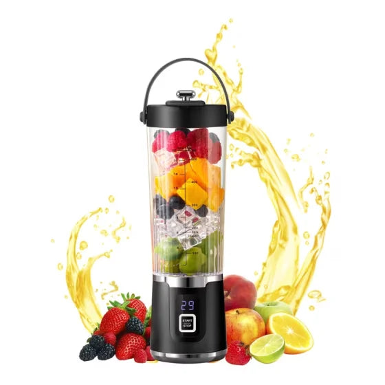 Exprimidor portátil con carga USB de 12 cuchillas, mini licuadora personal de 500 ml, máquina eléctrica para hacer batidos, mezclador compacto recargable para batidos, bebidas de frutas y verduras, uso en viajes, hogar, of