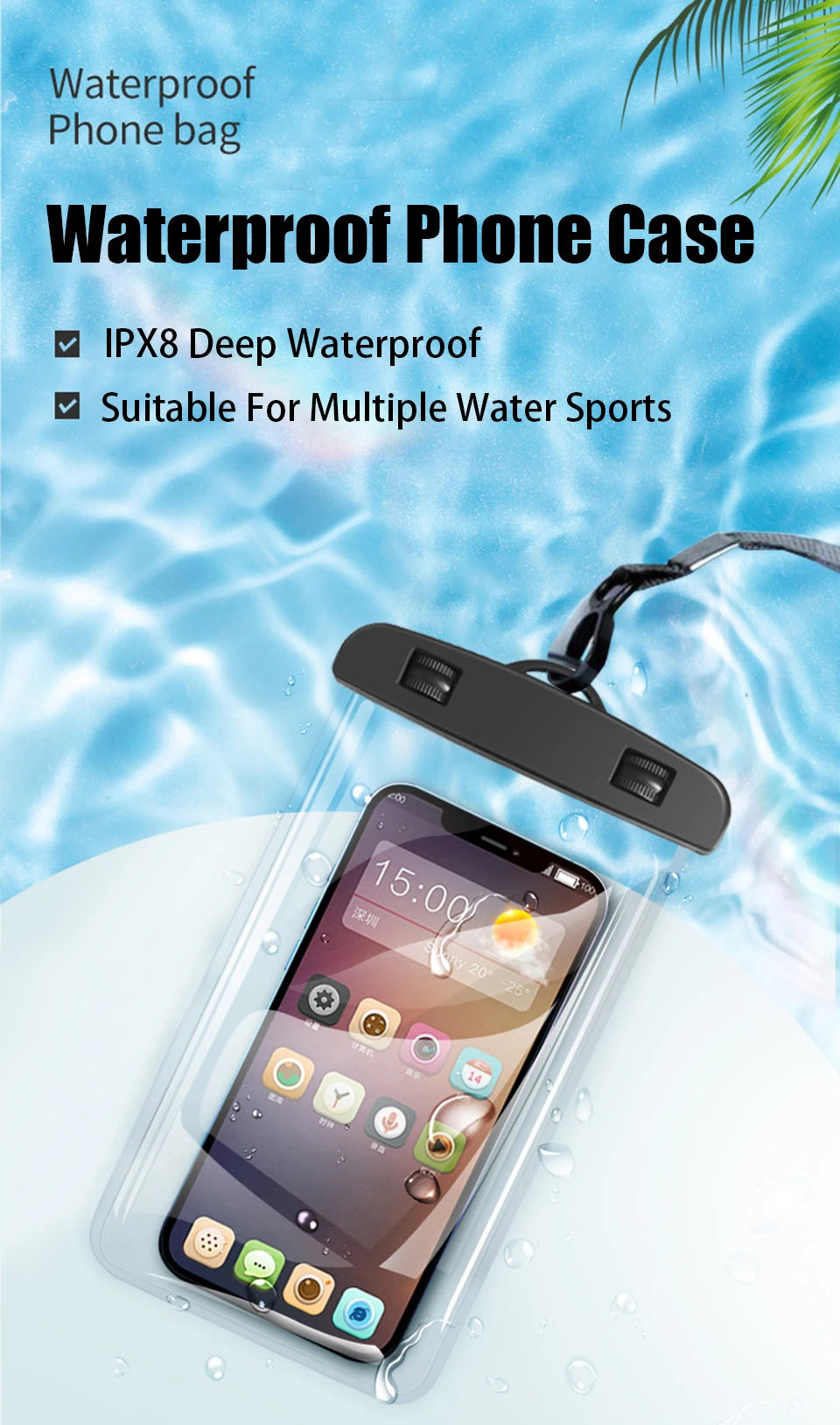 Funda impermeable para teléfono, bolsa protectora Universal para teléfono subacuático, funda protectora para iPhone 11 12 13 14 15 16 Pro