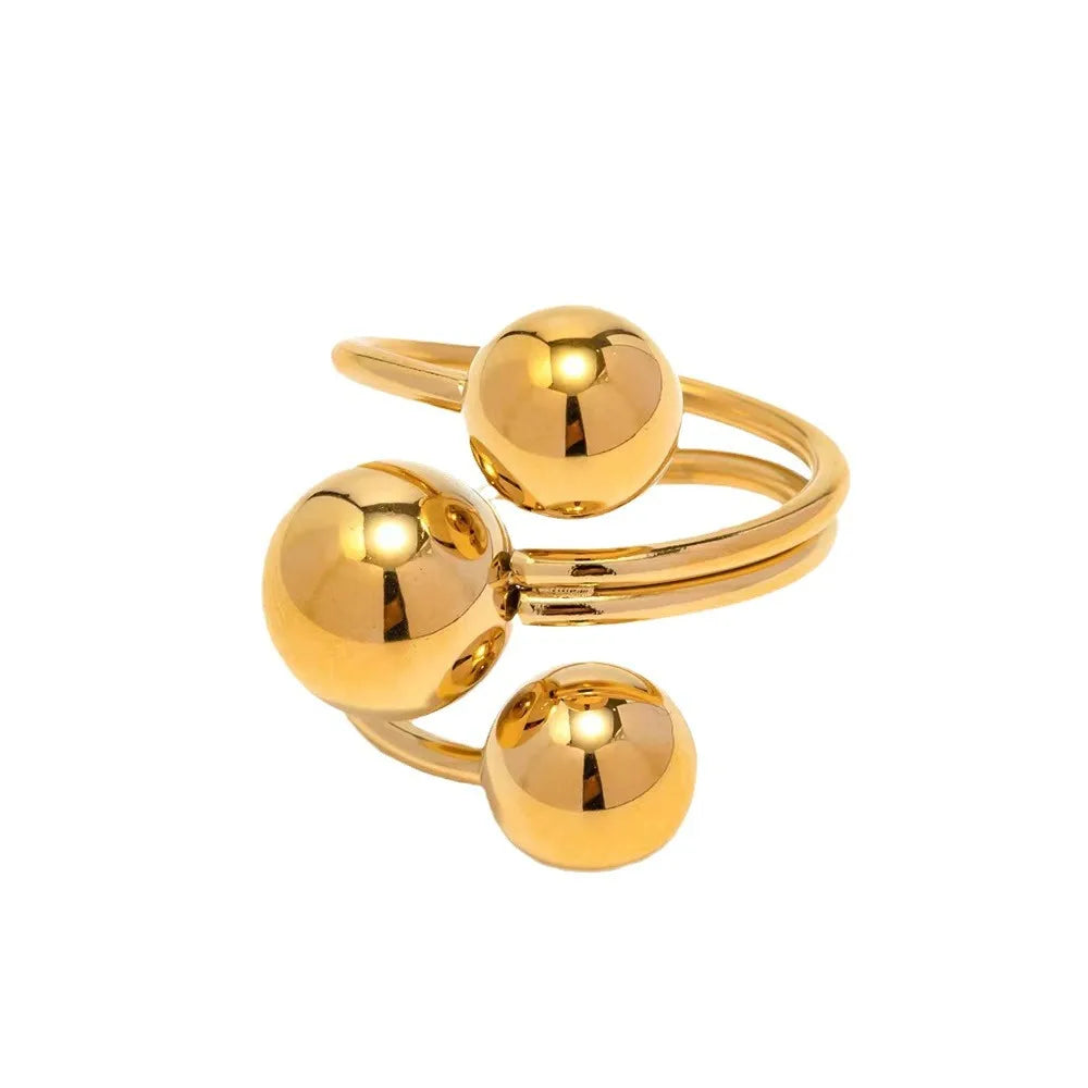 Anillos con forma de bola de diseño Irregular de tres capas con personalidad de Metal Punk exagerada para mujer, anillos ajustables simples a la moda, regalo