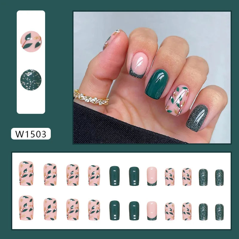 Dulce francés 24 Uds. De uñas postizas degradadas rosas, manicura de dedos artificiales brillantes, uñas postizas reutilizables para mujeres