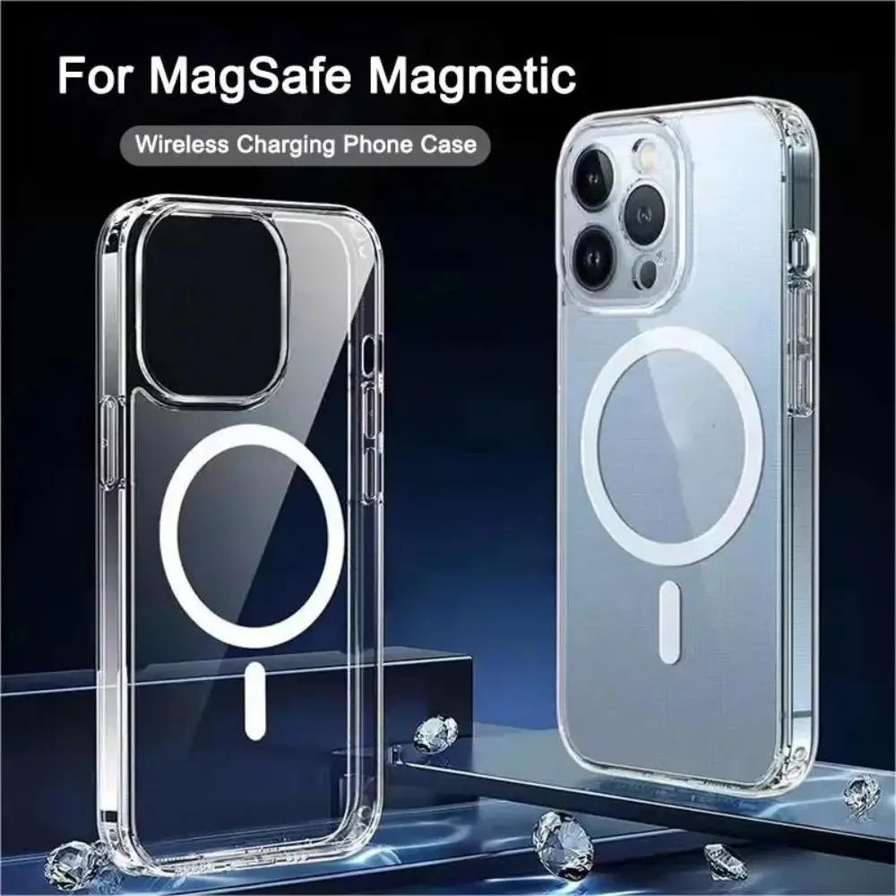 Nuevo Anti caída para iPhone 16 15 14 13 12 11 Pro Max Material de PC carga magnética no amarillenta antideslizante funda protectora ultrafina