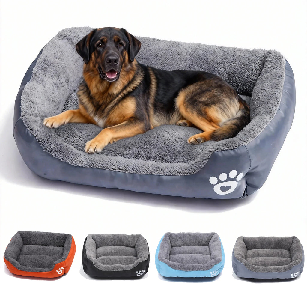 Sofá cuadrado suave para perros grandes, cojín elástico para casa de perros, cama mediana cálida para invierno, perrera lavable para gatos, accesorios para el hogar