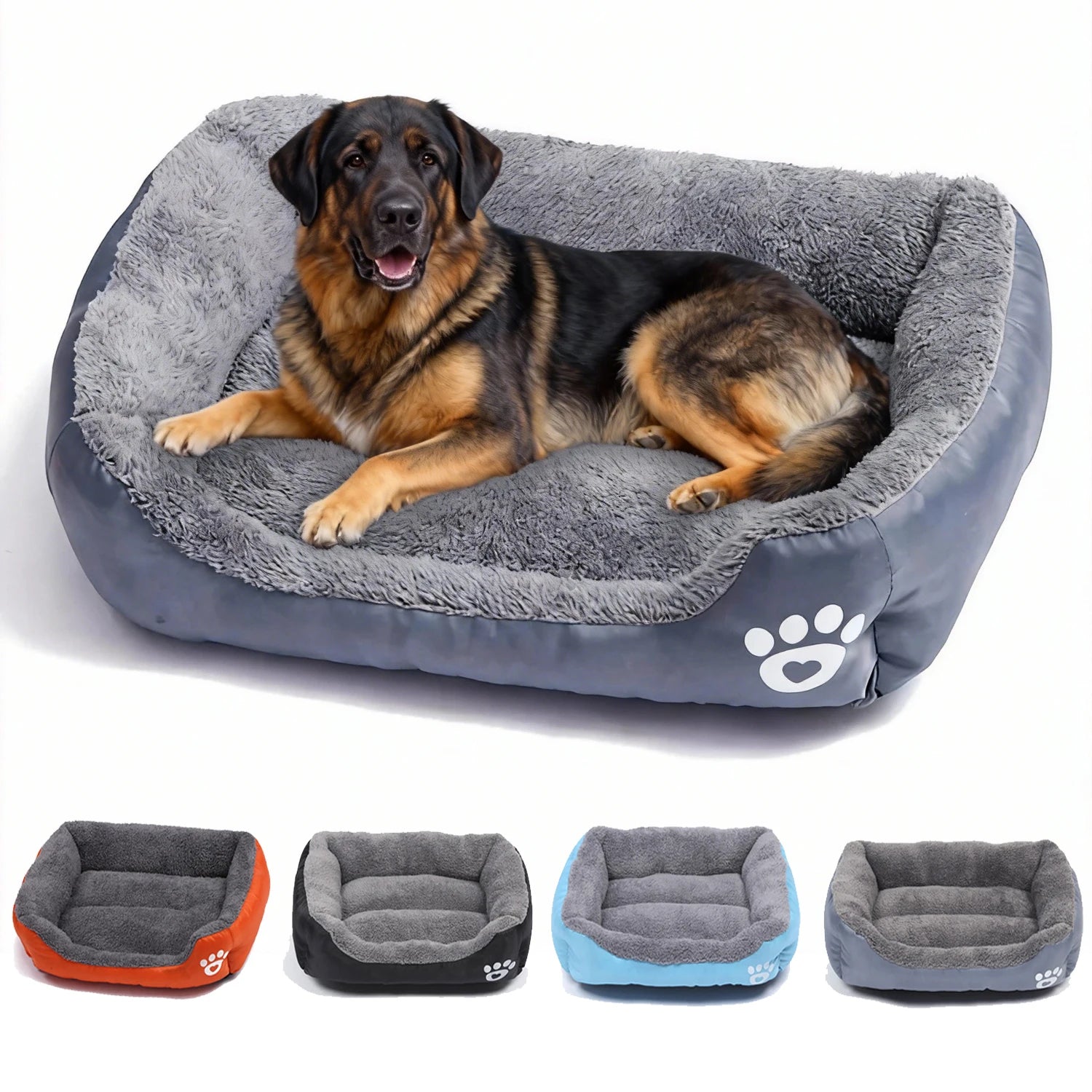 Sofá cuadrado suave para perros grandes, cojín elástico para casa de perros, cama mediana cálida para invierno, perrera lavable para gatos, accesorios para el hogar