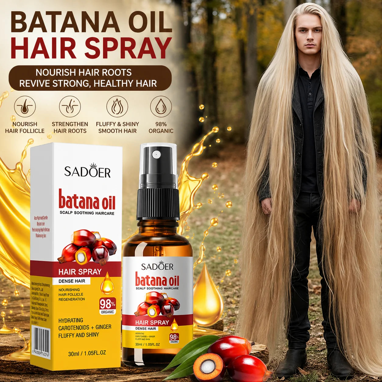 Spray para el crecimiento del cabello Batana, anticaída, pérdida de cabello, tratamiento dañado del cuero cabelludo, aceite de suero, nutre las raíces, cuidado de la salud del cabello de crecimiento rápido