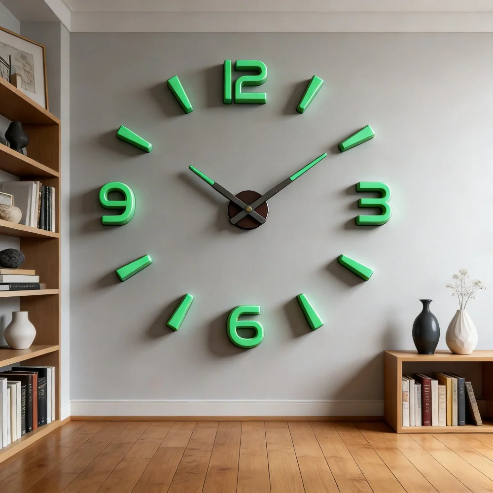 Reloj de pared grande 3D, relojes de pared clásicos luminosos, reloj Digital DIY, relojes de pared, pegatinas, reloj silencioso para el hogar, mesa de salón
