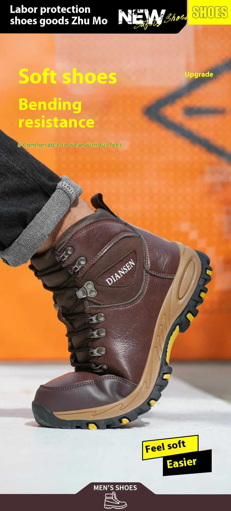 Botas de seguridad de trabajo indestructibles de cuero impermeables para hombre, botas militares para exteriores, zapatos industriales antigolpes y antipinchazos para hombre