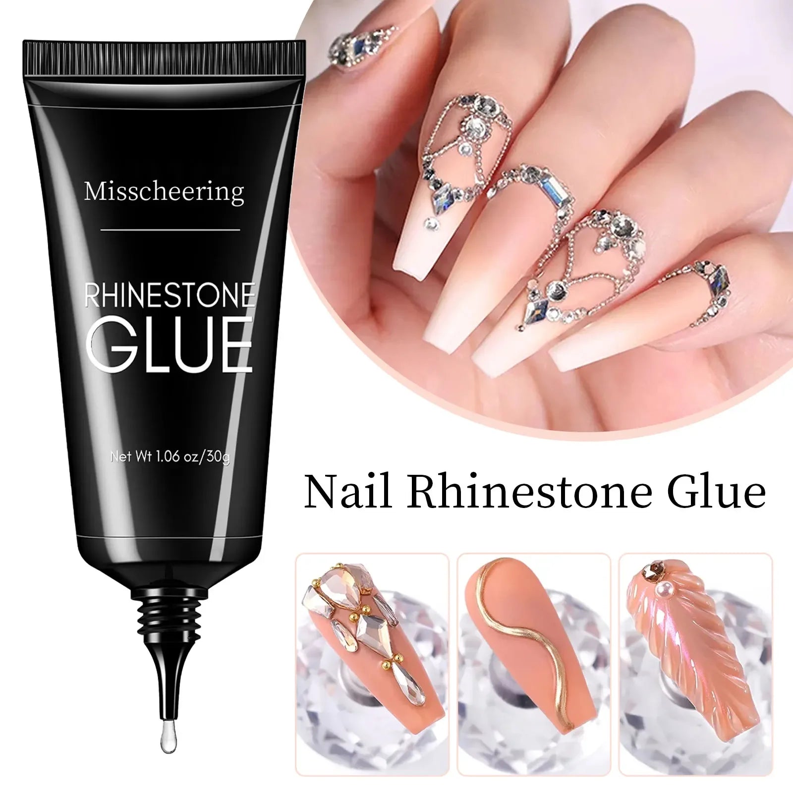 Pegamento de diamantes de imitación para uñas, Gel superfuerte para uñas, decoración de uñas 3D, Gema brillante, diamantes de Arte de uñas, 30g