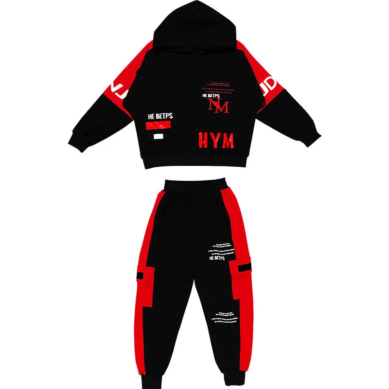 Conjunto Deportivo para Niños Primavera-Invierno 2026, Sudadera con Capucha y Letras + Pantalones con Cordón, Tallas 8, 10, 11, 12 Años