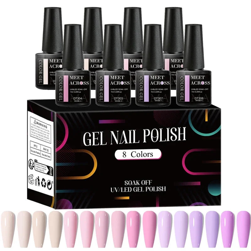 8 unids/set de esmalte de uñas de Gel fluorescente, barniz de Gel semipermanente colorido para decoración de uñas, suministros de manicura para uñas