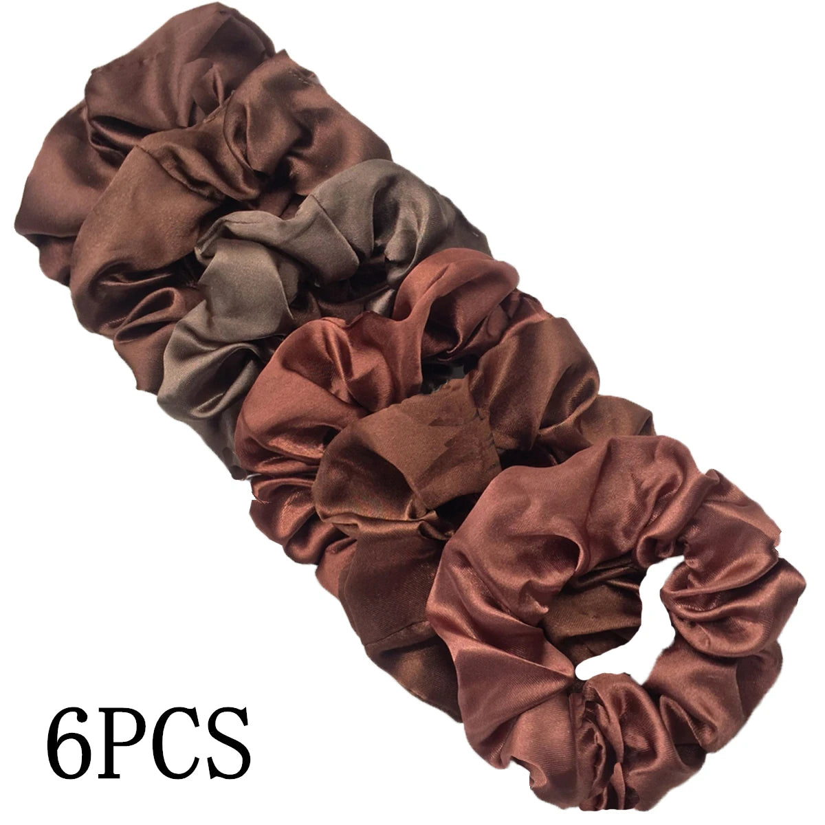 6 unids/lote, bandas para el pelo, lazos, cuerdas, soporte para cola de caballo para mujeres o niñas, accesorios, tocados de satén, Color sólido 100
