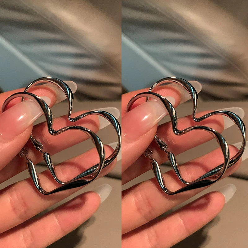 1 par de moda para mujer, moda, personalidad exagerada, diseño de corazón hueco, puño para niña, regalo de joyería de cumpleaños