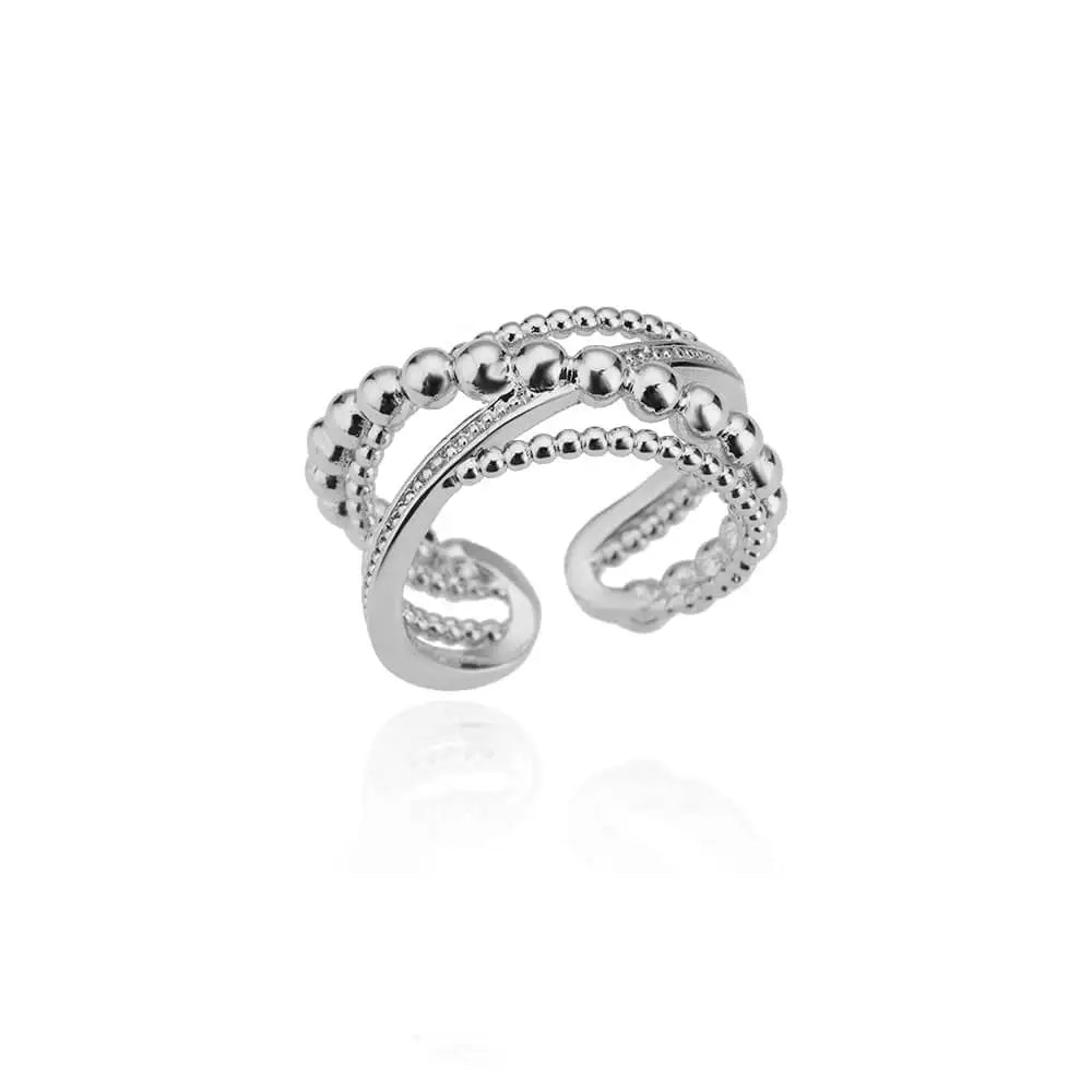 Anillos cruzados de acero inoxidable para mujer, anillo de apertura Irregular chapado en oro, joyería estética de boda