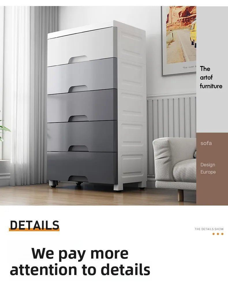 Cajonera Ultra Ancha de 48-58 cm con Color Degradado, Armario de Plástico para Niños, Unidad de Almacenamiento para el Hogar, Cómoda con Cajones