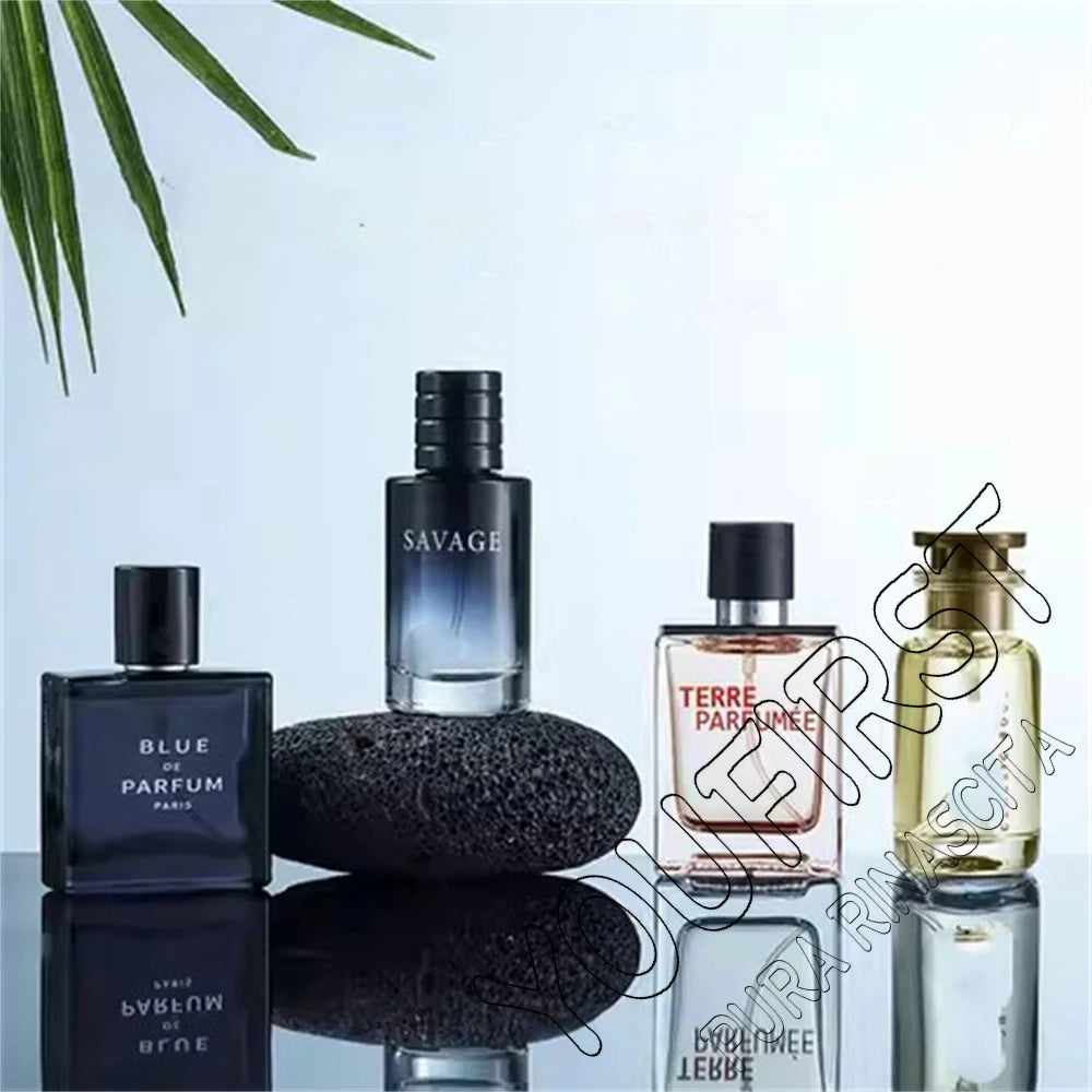Perfume de marca de lujo para hombre, Colonia, 100ml, caja de regalo para hombre, conjunto de 4 Uds., Perfumes masculinos, Spray aromático afrutado Floral Natural