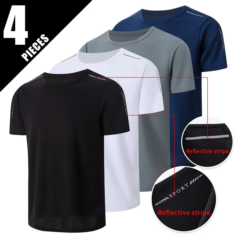1/4 Uds. Camiseta deportiva de secado rápido de verano para hombre, camiseta holgada y cómoda de manga corta estampada a la moda para adolescentes, camiseta Joker para correr y Fitness