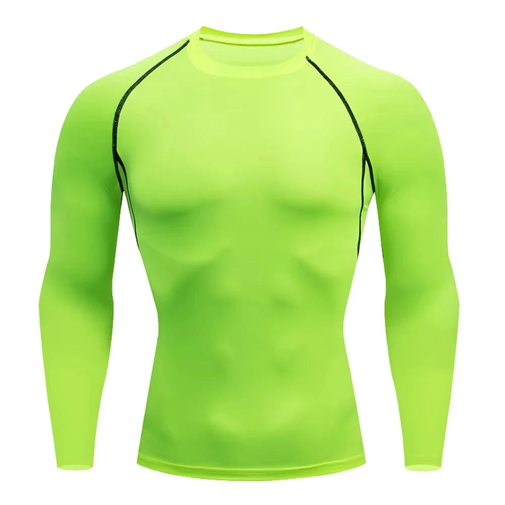 Camisa de compresión de manga larga para hombre de secado rápido |   Top deportivo para culturismo, fitness, gimnasio, entrenamiento