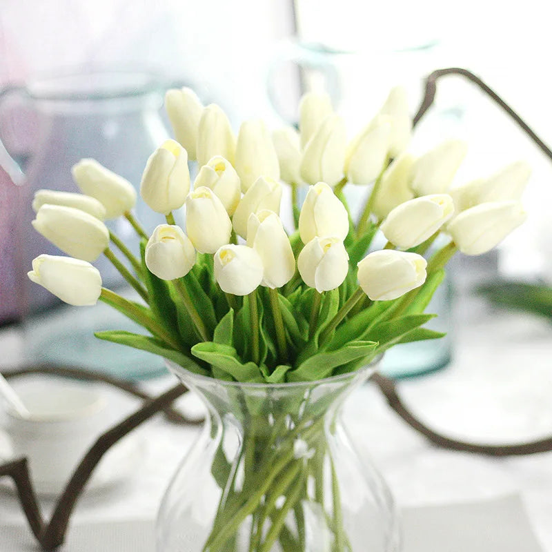 3/5/10/15/20 piezas tulipanes flores artificiales ramo de flores de tacto Real tulipanes flor falsa para decoración del hogar de la boda