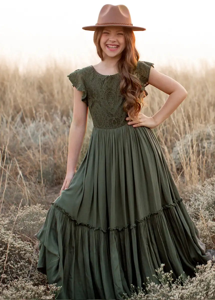 Vestidos largos bohemios de encaje para niñas de 3 a 14 años, vestido de fiesta de princesa con flores para bebés y niños, disfraz, ropa para niños