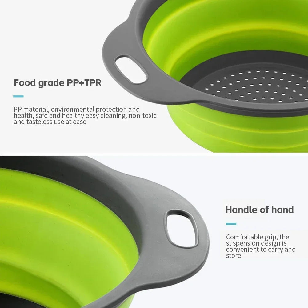 Escurridor plegable redondo, cesta de lavado de frutas y verduras, colador plegable, escurridor plegable, herramienta de almacenamiento de cocina