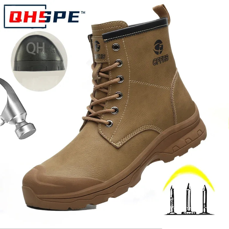 Botas de trabajo de microfibra de alta gama para hombre con puntera de acero para antigolpes y antipinchazos, antipinchazos de Kevlar