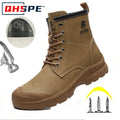 Botas de trabajo de microfibra de alta gama para hombre con puntera de acero para antigolpes y antipinchazos, antipinchazos de Kevlar