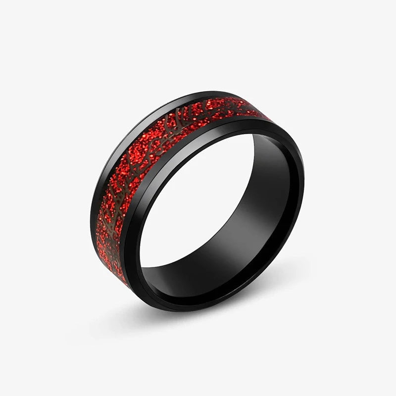 Anillos con diseño de dragón dominante de acero inoxidable de 8mm para hombres y mujeres, anillo Punk con incrustaciones de fibra de carbono azul, bagues pour femme